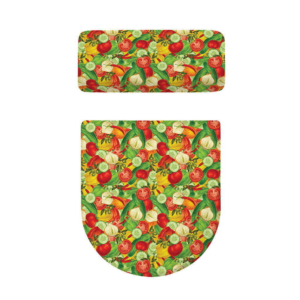 Vegan Pattern Print Toilet Lid And Tank Cover Set