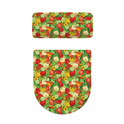 Vegan Pattern Print Toilet Lid And Tank Cover Set