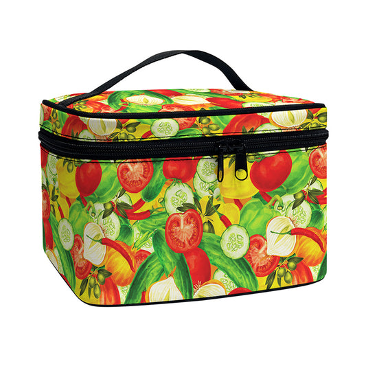 Vegan Pattern Print Travel Makeup Bag