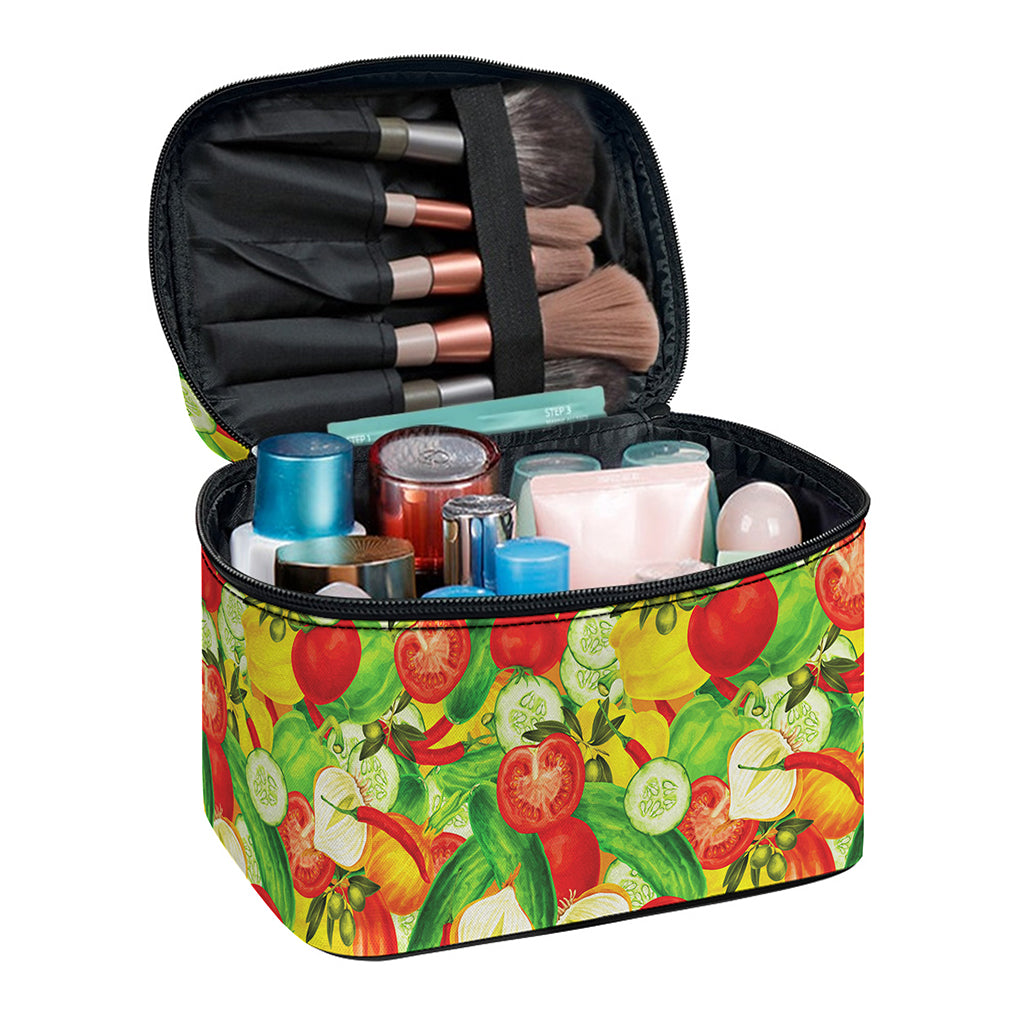 Vegan Pattern Print Travel Makeup Bag