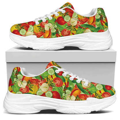 Vegan Pattern Print White Chunky Shoes