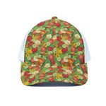 Vegan Pattern Print White Mesh Trucker Cap