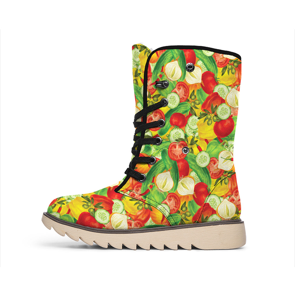 Vegan Pattern Print Winter Boots