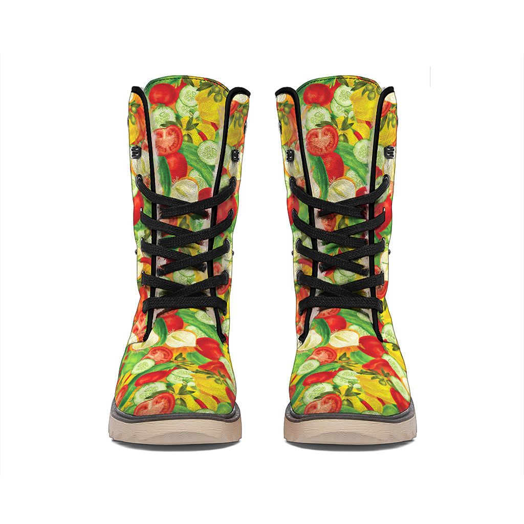 Vegan Pattern Print Winter Boots