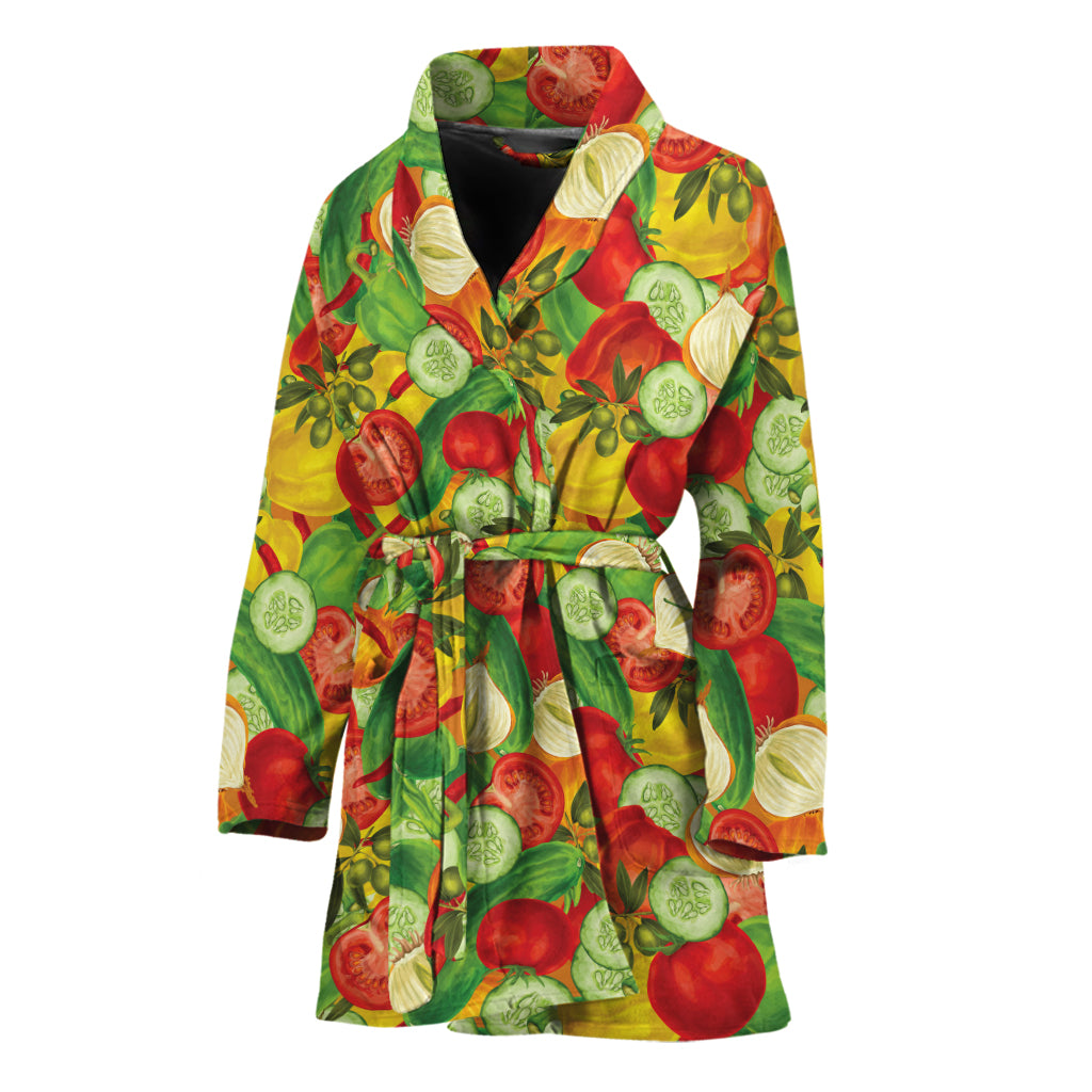 Vegan Pattern Print Women's Bathrobe