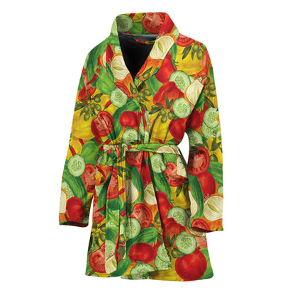 Vegan Pattern Print Women's Bathrobe