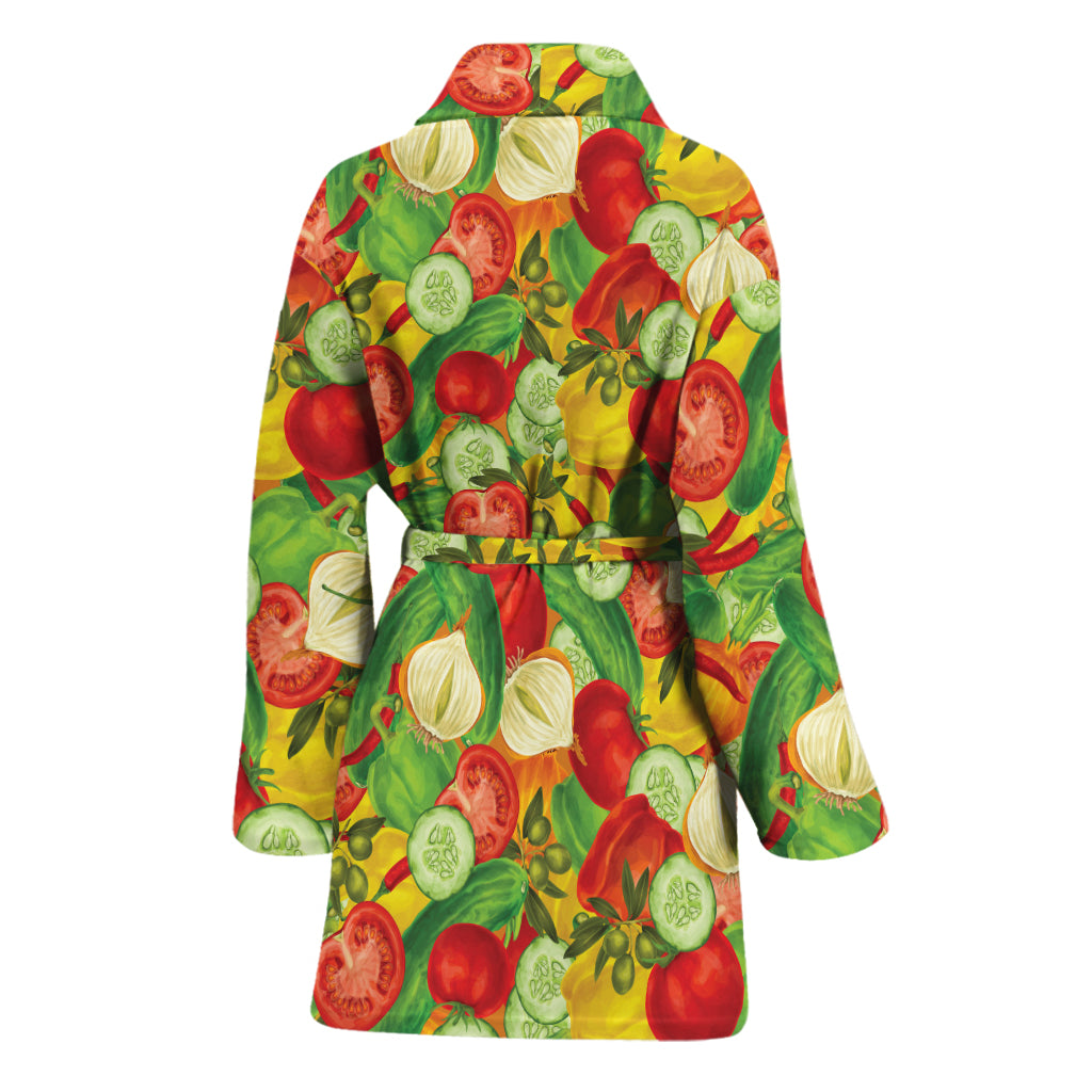 Vegan Pattern Print Women's Bathrobe