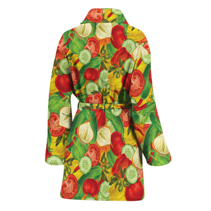 Vegan Pattern Print Women's Bathrobe