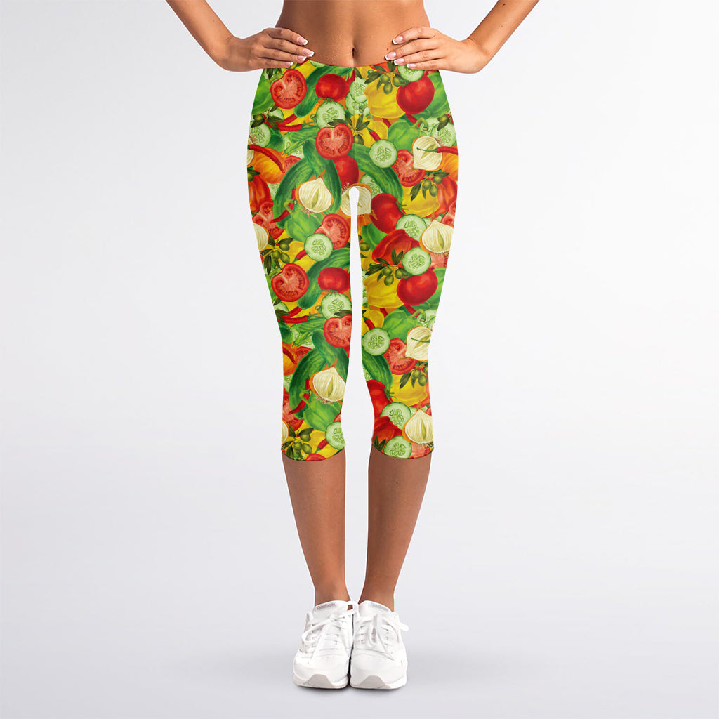 Vegan Pattern Print Women's Capri Leggings