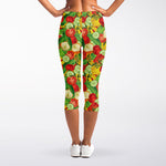 Vegan Pattern Print Women's Capri Leggings