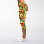 Vegan Pattern Print Women's Capri Leggings
