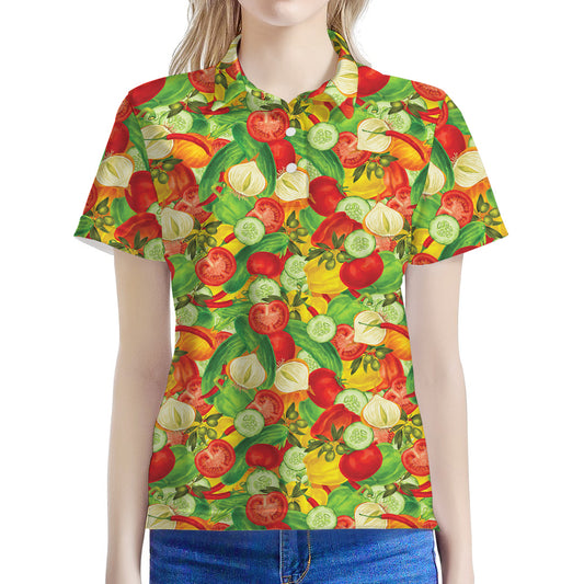 Vegan Pattern Print Women's Polo Shirt