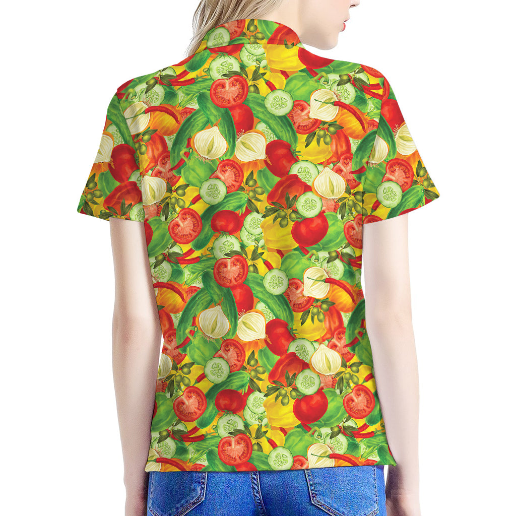 Vegan Pattern Print Women's Polo Shirt