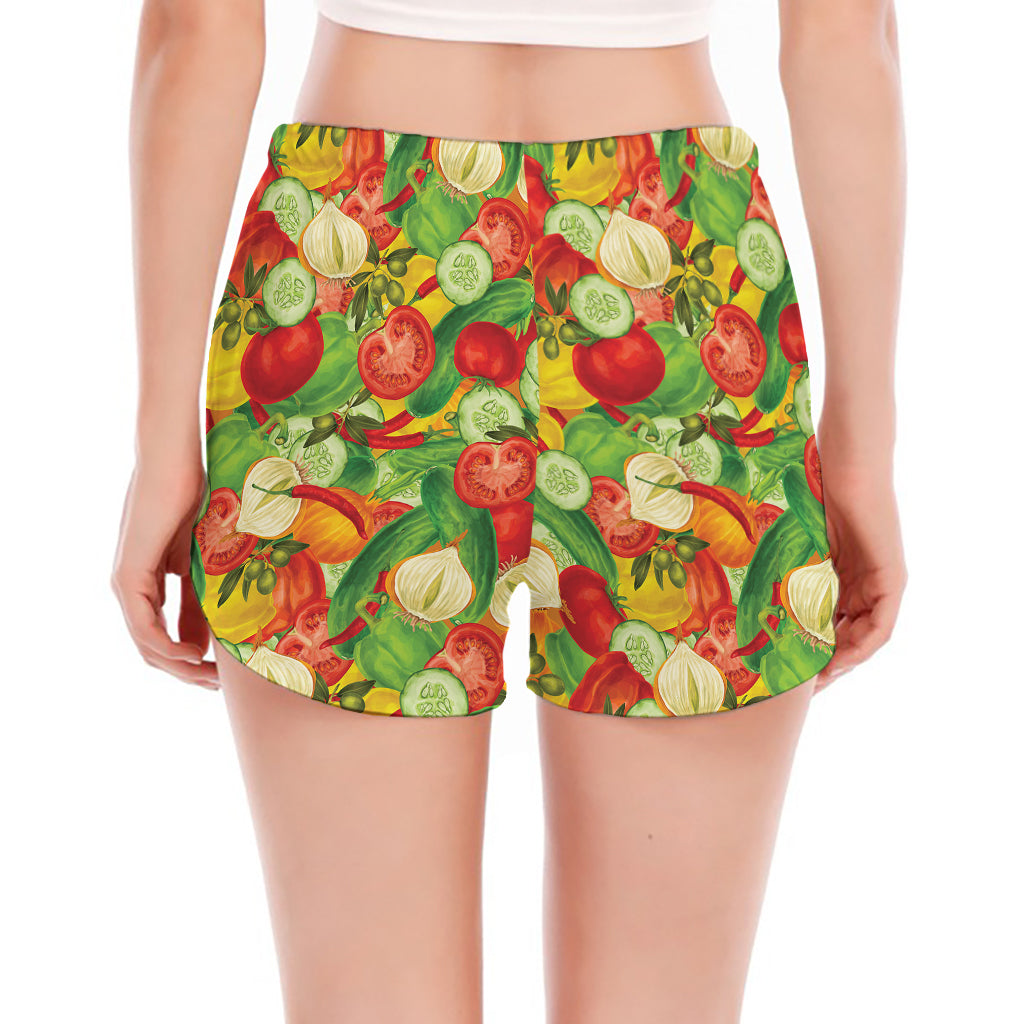 Vegan Pattern Print Women's Split Running Shorts