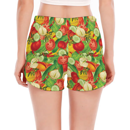 Vegan Pattern Print Women's Split Running Shorts