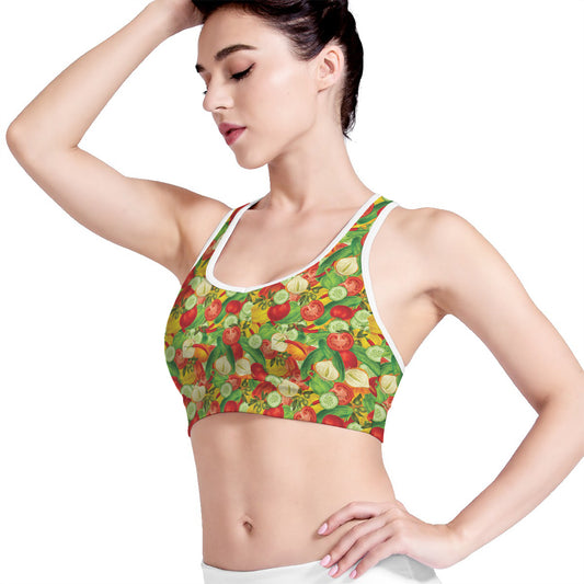 Vegan Pattern Print Women's Sports Bra