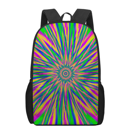 Vibrant Psychedelic Optical Illusion 17 Inch Backpack