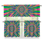 Vibrant Psychedelic Optical Illusion 3 Piece Kitchen Curtains