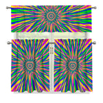 Vibrant Psychedelic Optical Illusion 3 Piece Kitchen Curtains