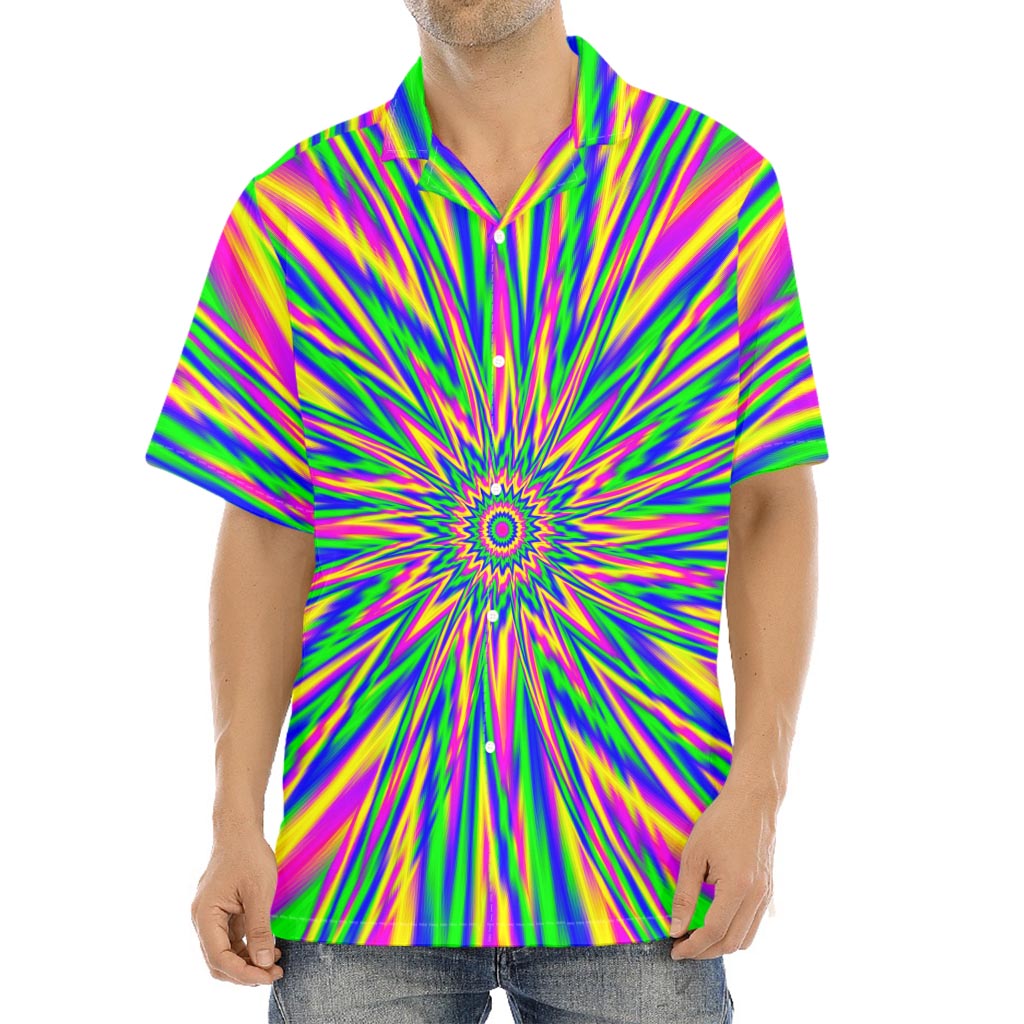Vibrant Psychedelic Optical Illusion Aloha Shirt