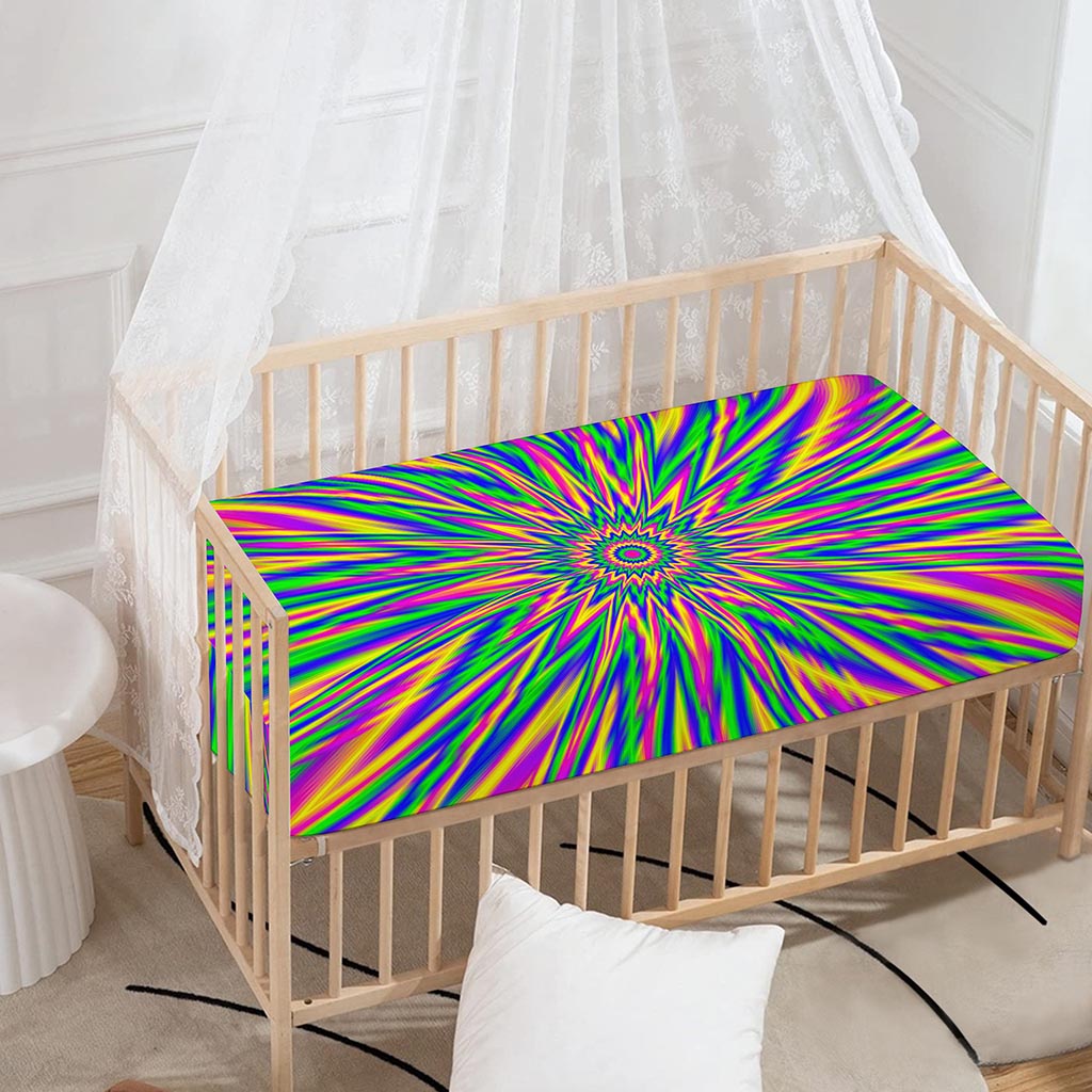 Vibrant Psychedelic Optical Illusion Baby Crib Sheet
