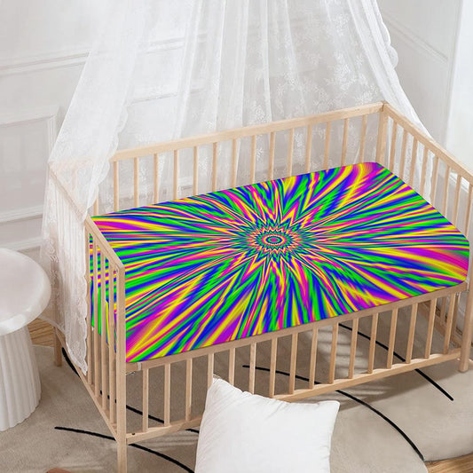 Vibrant Psychedelic Optical Illusion Baby Crib Sheet