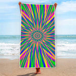 Vibrant Psychedelic Optical Illusion Beach Towel