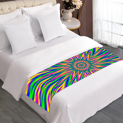 Vibrant Psychedelic Optical Illusion Bed Runner