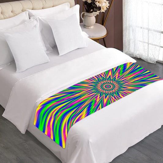 Vibrant Psychedelic Optical Illusion Bed Runner