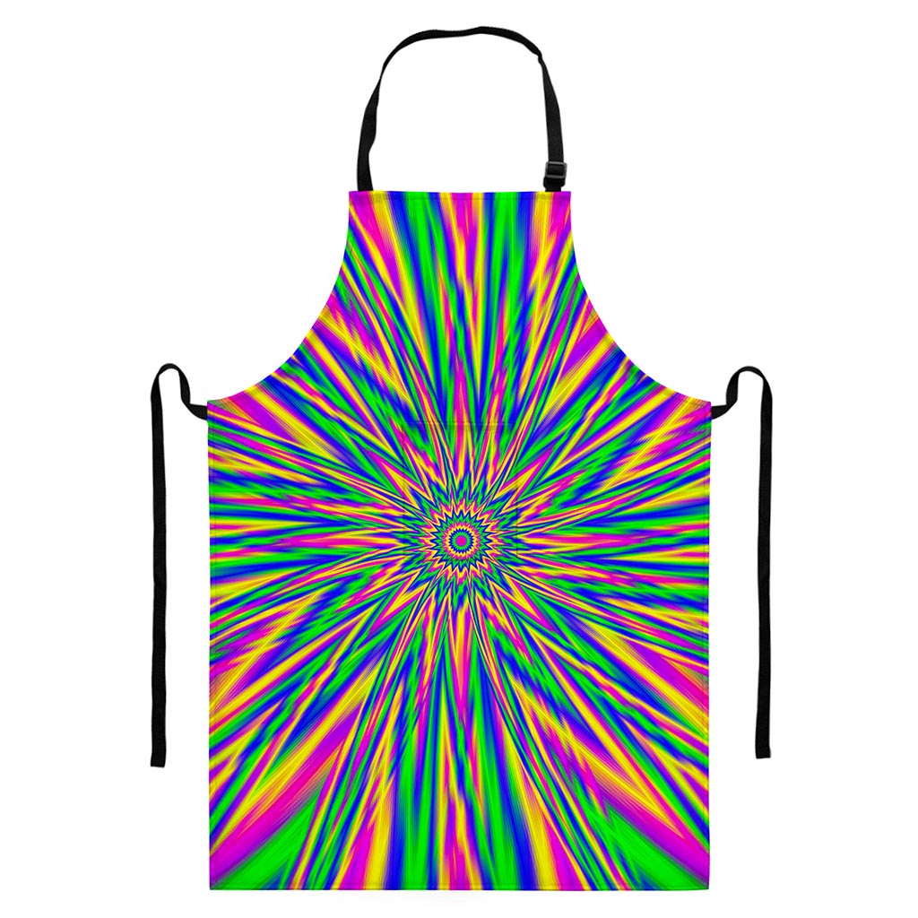 Vibrant Psychedelic Optical Illusion Bib Apron With Pocket