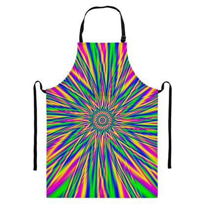 Vibrant Psychedelic Optical Illusion Bib Apron With Pocket