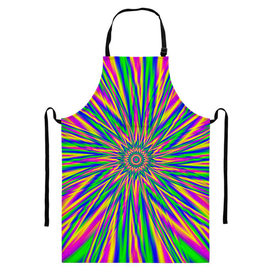 Vibrant Psychedelic Optical Illusion Bib Apron With Pocket