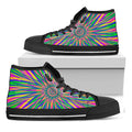 Vibrant Psychedelic Optical Illusion Black High Top Sneakers