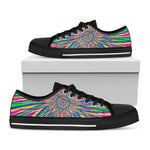 Vibrant Psychedelic Optical Illusion Black Low Top Sneakers