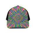 Vibrant Psychedelic Optical Illusion Black Mesh Trucker Hat