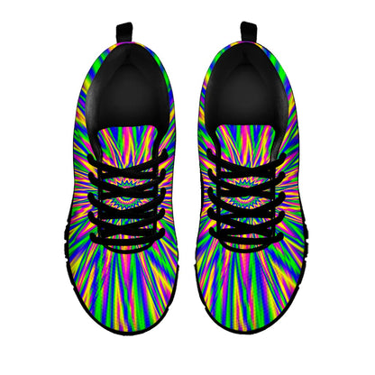 Vibrant Psychedelic Optical Illusion Black Running Shoes