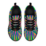 Vibrant Psychedelic Optical Illusion Black Running Shoes
