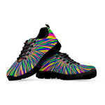 Vibrant Psychedelic Optical Illusion Black Running Shoes