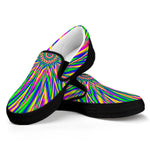 Vibrant Psychedelic Optical Illusion Black Slip On Sneakers
