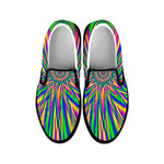 Vibrant Psychedelic Optical Illusion Black Slip On Sneakers