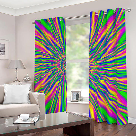 Vibrant Psychedelic Optical Illusion Blackout Grommet Curtains