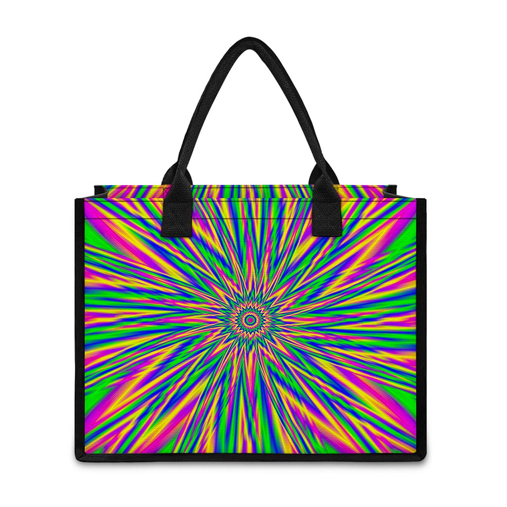 Vibrant Psychedelic Optical Illusion Canvas Tote Bag