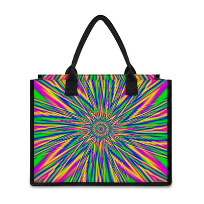 Vibrant Psychedelic Optical Illusion Canvas Tote Bag