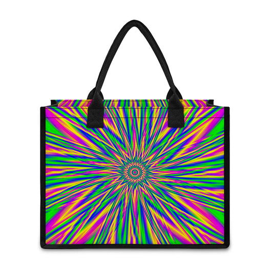Vibrant Psychedelic Optical Illusion Canvas Tote Bag