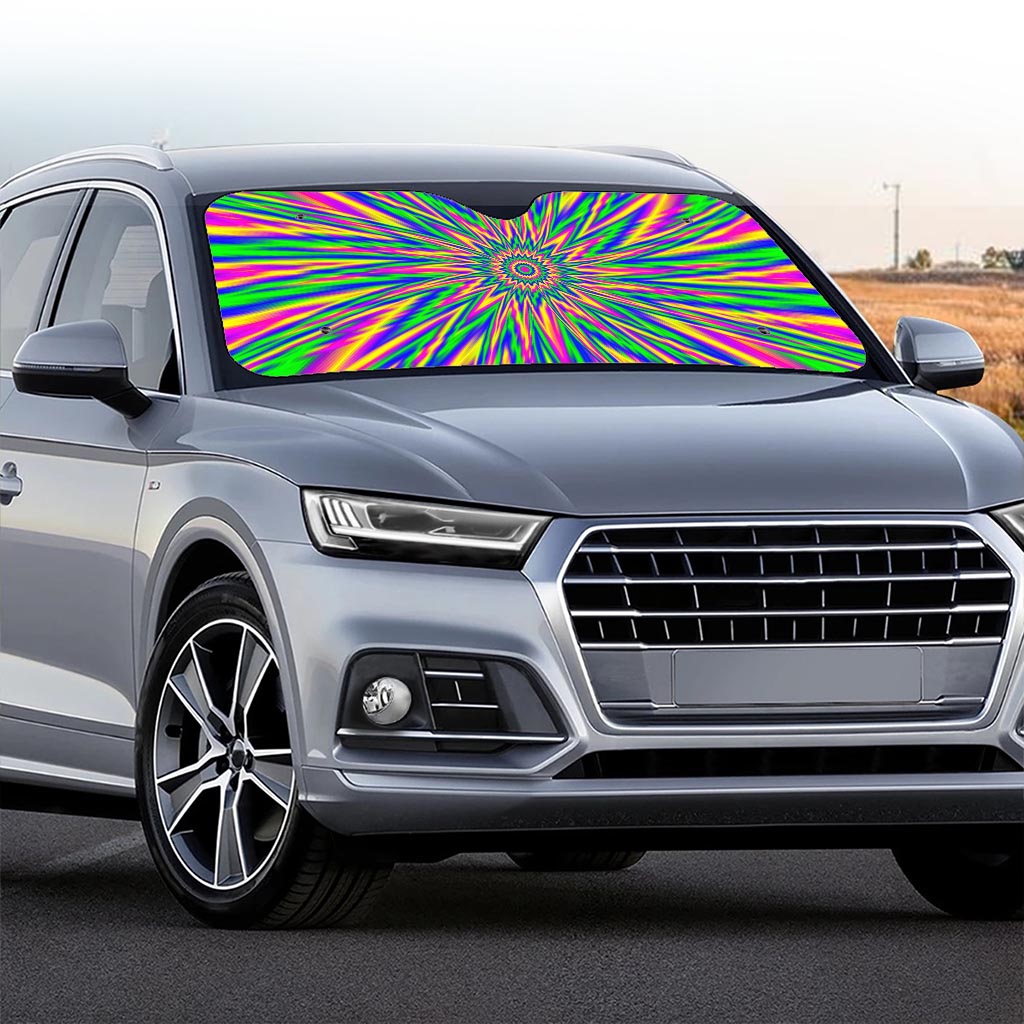 Vibrant Psychedelic Optical Illusion Car Windshield Sun Shade