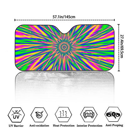 Vibrant Psychedelic Optical Illusion Car Windshield Sun Shade