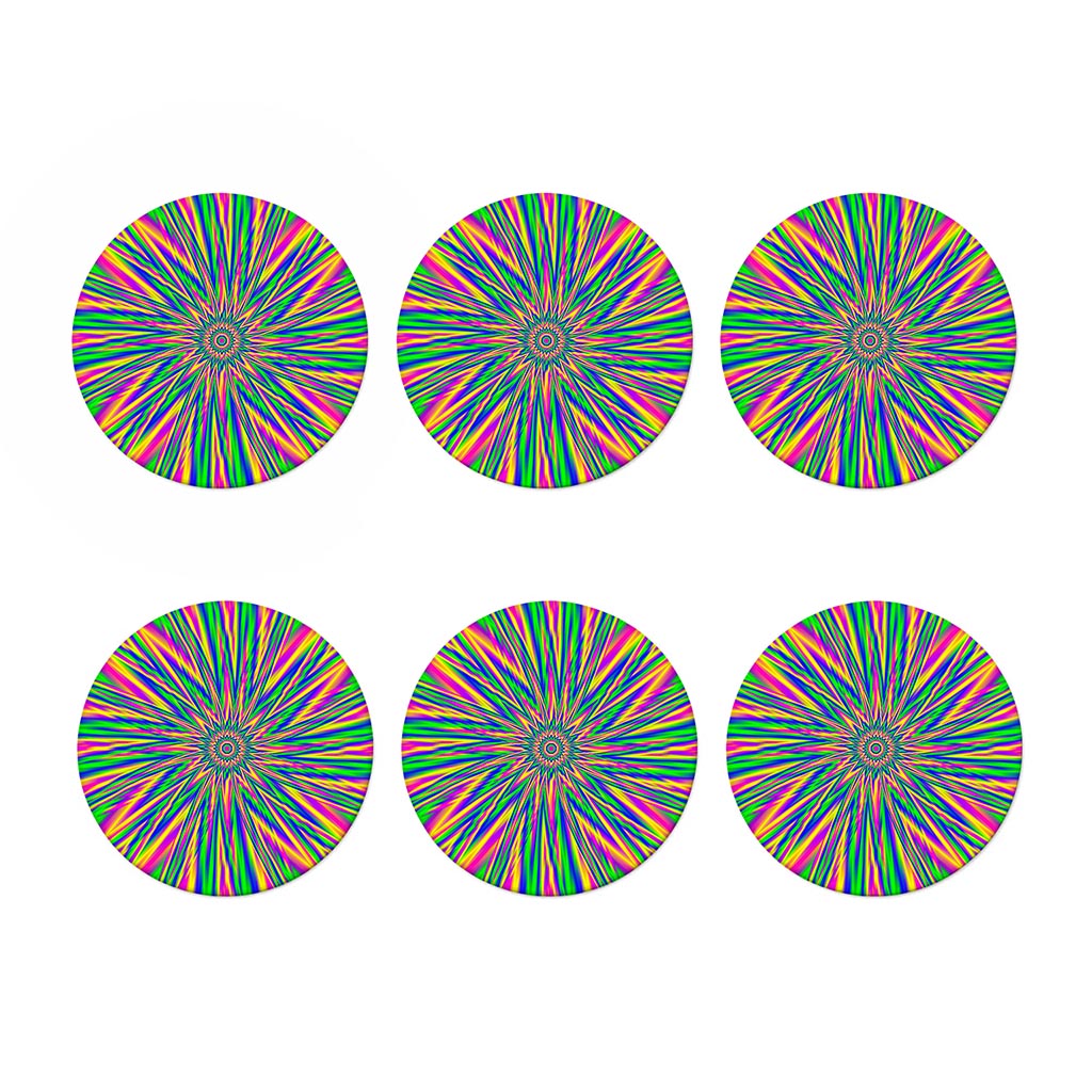 Vibrant Psychedelic Optical Illusion Coaster Set