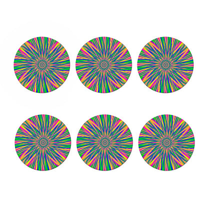 Vibrant Psychedelic Optical Illusion Coaster Set