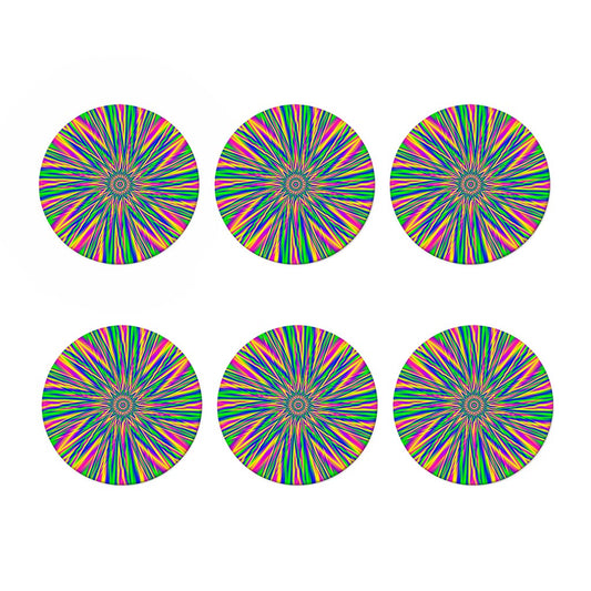 Vibrant Psychedelic Optical Illusion Coaster Set