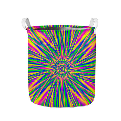 Vibrant Psychedelic Optical Illusion Collapsible Laundry Basket